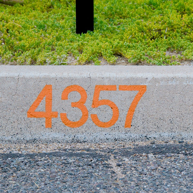 Curb Stencil Kit for Address Painting, All Numbers - 14 Mil Mylar Plastic  [4 Tall Numbers, 2 of Each] (Soft Serif Font)